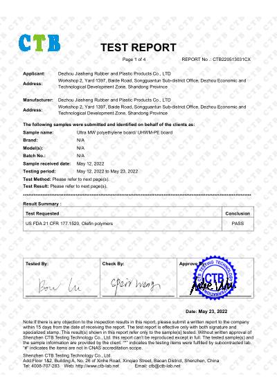 US FDA Food Contact Compliance — first page preview