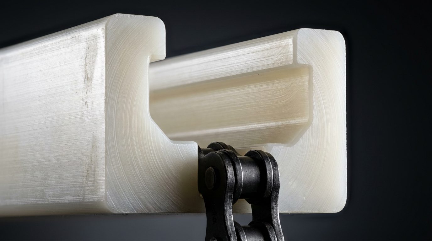 Cross-section of CTS C-shape slot showing deep retention walls in UHMWPE